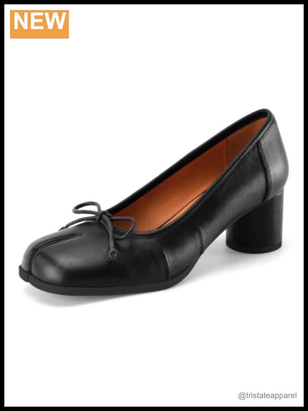 Faux Leather Block Heel Tabi Pumps